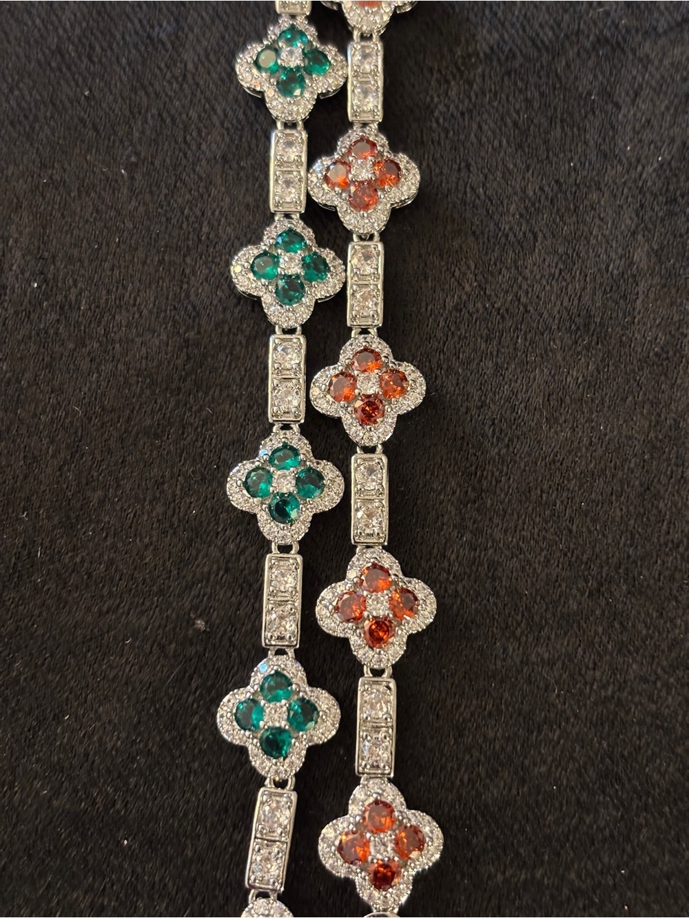 2 4.3mm Silver Tone Clover Station Link Bracelets 8in. - Picture 12 of 17